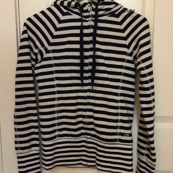 Gap Fit Navy Blue and White Striped Sweatshirt - Picture 4 of 9